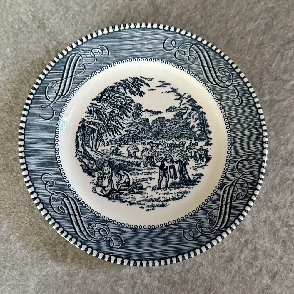 3 Vintage Royal China Currier & Ives 6 3/8" Harvest Bread Plates